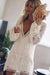 Vestido ibicenco blanco de crochet con mangas largas