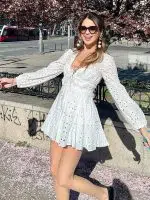 Vestido Ibicenco con Bordado Calado