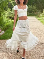 Falda Blanca Ibicenca Fruncida