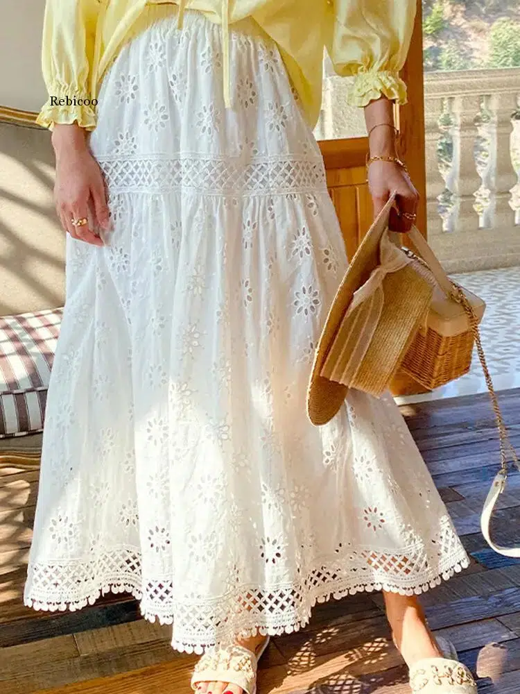 Falda Ibicenca Blanca Larga