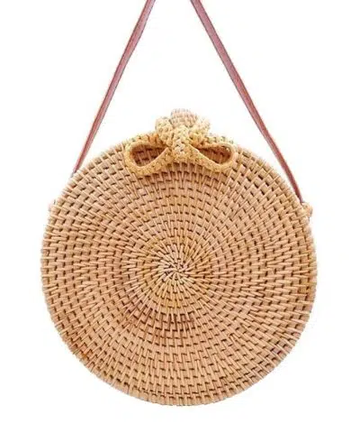 Bolso redondo de ratán estilo Adlib con cierre de hebilla