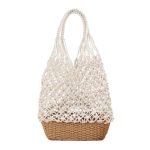 Bolso de playa blanco con asas de cuerda