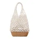 Bolso de playa blanco con asas de cuerda