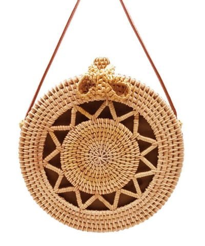 Bolso redondo boho chic para mujer con decoracion de estrellas