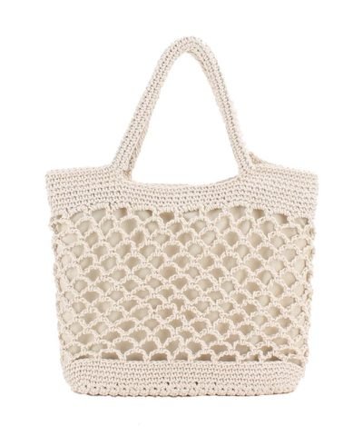 Bolso tejido blanco con forro de estilo ibicenco