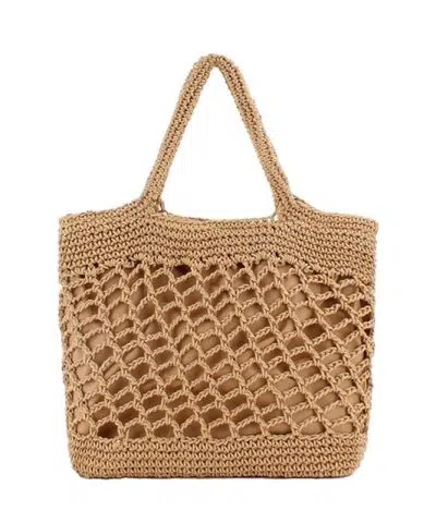 Bolso tejido ibicenco de color camel con doble asa