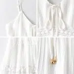 Tirantes y cordon en un vestido de ceremonia blanco