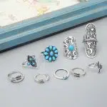 Conjunto de nueve anillos boho chic de mujer