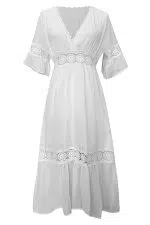 Vista frontal de un vestido largo de moda adlib